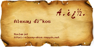Alexay Ákos névjegykártya